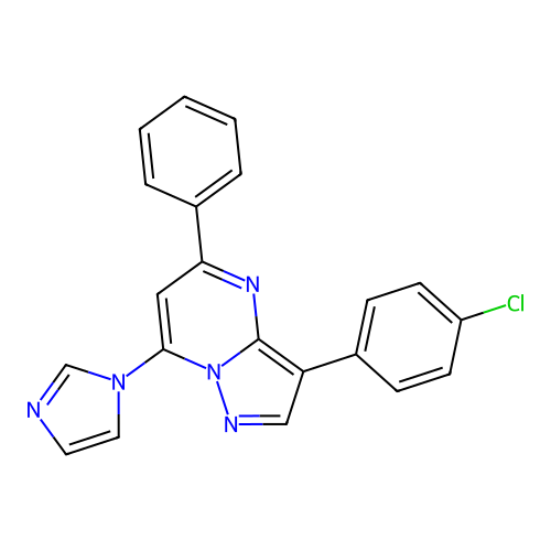 3-(4-chlorophenyl)-7-(1H-imidazol-1-yl)-5-phenylpyrazolo[1,5-a]pyrimidine structure