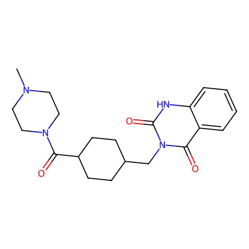 3-((4-(4-methylpiperazine-1-carbonyl)cyclohexyl)methyl)quinazoline-2,4(1H,3H)-dione structure
