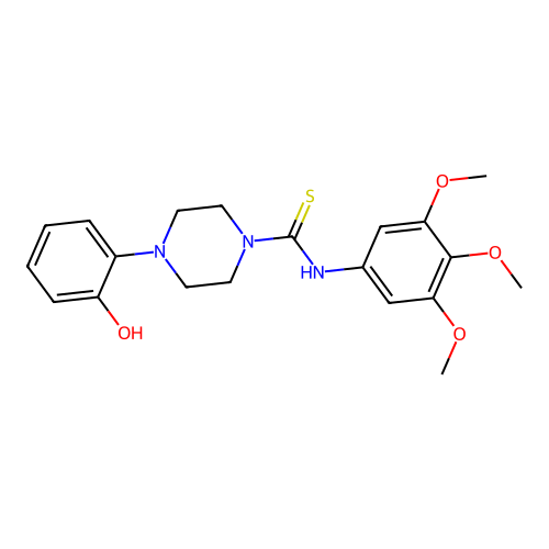 4-(2-hydroxyphenyl)-N-(3,4,5-trimethoxyphenyl)piperazine-1-carbothioamide structure