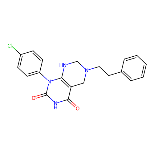 1-(4-chlorophenyl)-6-phenethyl-5,6,7,8-tetrahydropyrimido[4,5-d]pyrimidine-2,4(1H,3H)-dione structure