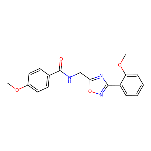 4-methoxy-N-((3-(2-methoxyphenyl)-1,2,4-oxadiazol-5-yl)methyl)benzamide structure
