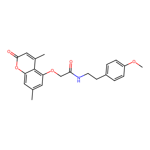 2-((4,7-dimethyl-2-oxo-2H-chromen-5-yl)oxy)-N-(4-methoxyphenethyl)acetamide structure