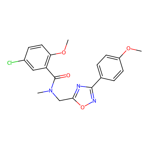 5-chloro-2-methoxy-N-[[3-(4-methoxyphenyl)-1,2,4-oxadiazol-5-yl]methyl]-N-methylbenzamide structure