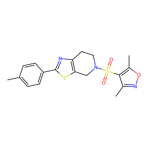 3,5-dimethyl-4-((2-(p-tolyl)-6,7-dihydrothiazolo[5,4-c]pyridin-5(4H)-yl)sulfonyl)isoxazole structure