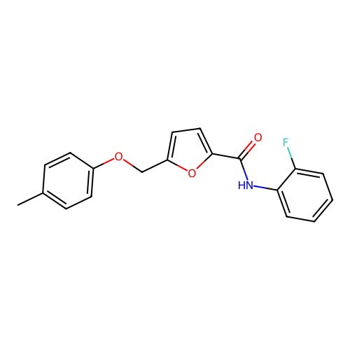 N-(2-fluorophenyl)-5-[(4-methylphenoxy)methyl]furan-2-carboxamide structure
