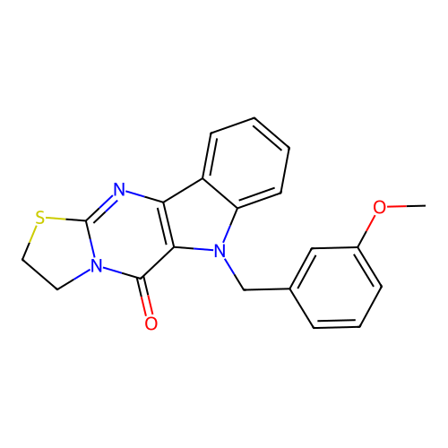 6-(3-methoxybenzyl)-2,3-dihydrothiazolo[3',2':1,2]pyrimido[5,4-b]indol-5(6H)-one structure