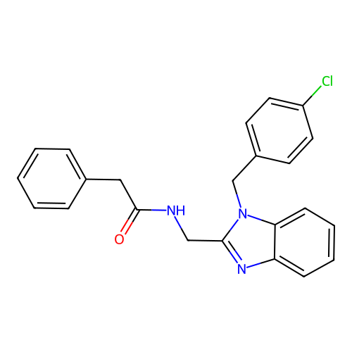 N-({1-[(4-chlorophenyl)methyl]benzimidazol-2-yl}methyl)-2-phenylacetamide structure