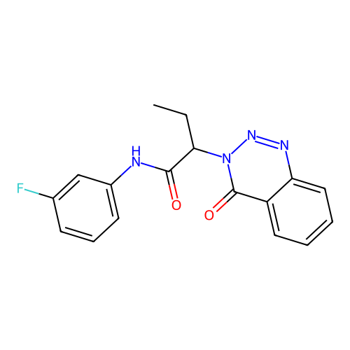 N-(3-fluorophenyl)-2-(4-oxo-1,2,3-benzotriazin-3(4H)-yl)butanamide structure
