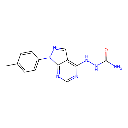 2-[1-(4-methylphenyl)-1H-pyrazolo[3,4-d]pyrimidin-4-yl]hydrazinecarboxamide structure
