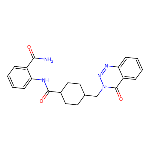 2-(4-((4-oxobenzo[d][1,2,3]triazin-3(4H)-yl)methyl)cyclohexanecarboxamido)benzamide structure