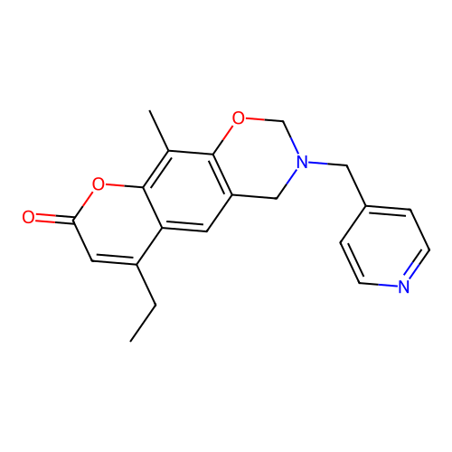 6-ethyl-10-methyl-3-(pyridin-4-ylmethyl)-2,4-dihydropyrano[3,2-g][1,3]benzoxazin-8-one structure