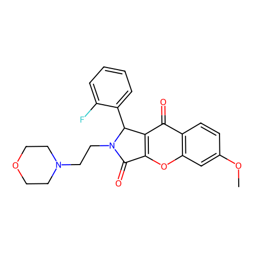 1-(2-fluorophenyl)-6-methoxy-2-(2-morpholinoethyl)-1,2-dihydrochromeno[2,3-c]pyrrole-3,9-dione structure