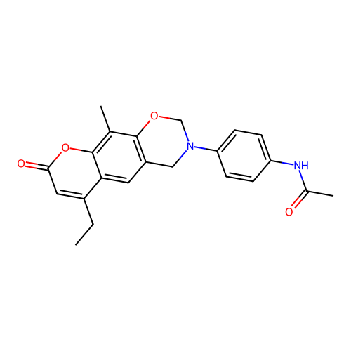 N-(4-(6-ethyl-10-methyl-8-oxochromeno[6,7-e][1,3]oxazin-3(2H,4H,8H)-yl)phenyl)acetamide structure
