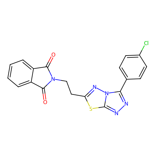 2-{2-[3-(4-chlorophenyl)[1,2,4]triazolo[3,4-b][1,3,4]thiadiazol-6-yl]ethyl}-1H-isoindole-1,3(2H)-dione structure