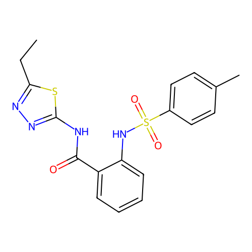 N-(5-ethyl-1,3,4-thiadiazol-2-yl)-2-[(4-methylphenyl)sulfonylamino]benzamide structure