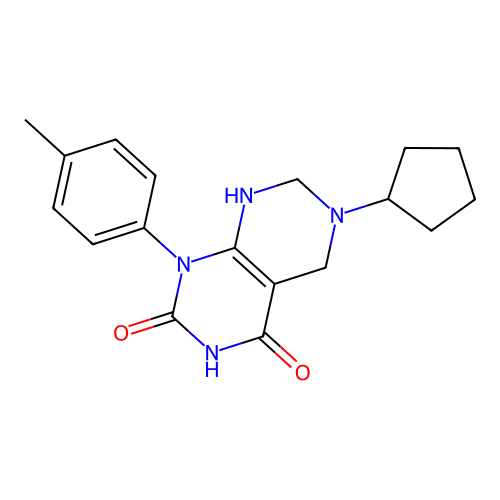 6-cyclopentyl-1-(4-methylphenyl)-7,8-dihydro-5H-pyrimido[4,5-d]pyrimidine-2,4-dione structure