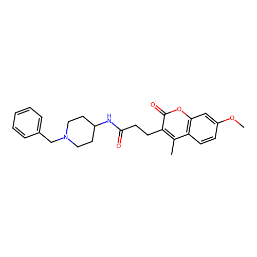 N-(1-benzylpiperidin-4-yl)-3-(7-methoxy-4-methyl-2-oxo-2H-chromen-3-yl)propanamide structure
