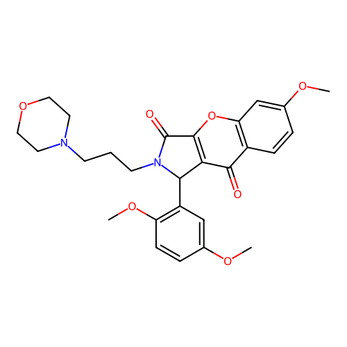 1-(2,5-dimethoxyphenyl)-6-methoxy-2-[3-(morpholin-4-yl)propyl]-1,2-dihydrochromeno[2,3-c]pyrrole-3,9-dione structure