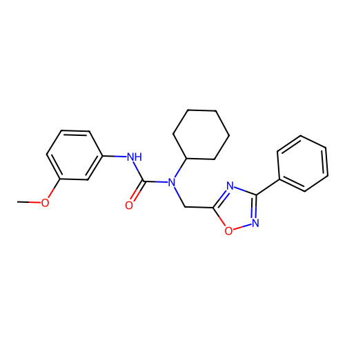 1-Cyclohexyl-3-(3-methoxyphenyl)-1-[(3-phenyl-1,2,4-oxadiazol-5-yl)methyl]urea structure