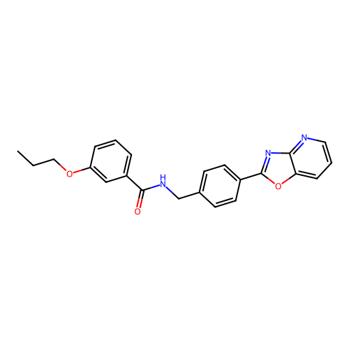 N-[[4-([1,3]oxazolo[4,5-b]pyridin-2-yl)phenyl]methyl]-3-propoxybenzamide structure