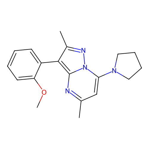 3-(2-Methoxyphenyl)-2,5-dimethyl-7-(pyrrolidin-1-yl)pyrazolo[1,5-a]pyrimidine structure