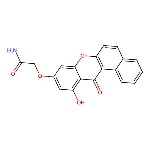 2-((11-hydroxy-12-oxo-12H-benzo[a]xanthen-9-yl)oxy)acetamide structure
