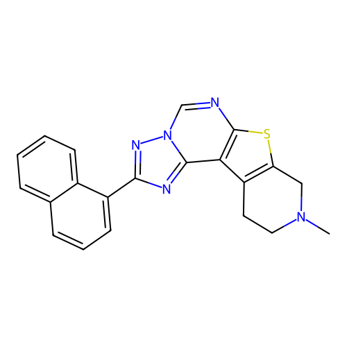 9-methyl-2-(naphthalen-1-yl)-8,9,10,11-tetrahydropyrido[4',3':4,5]thieno[3,2-e][1,2,4]triazolo[1,5-c]pyrimidine structure