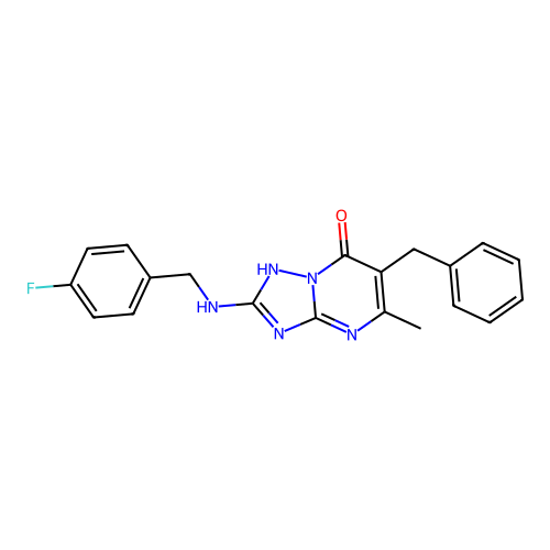 6-benzyl-2-[(4-fluorobenzyl)amino]-5-methyl[1,2,4]triazolo[1,5-a]pyrimidin-7(4H)-one structure