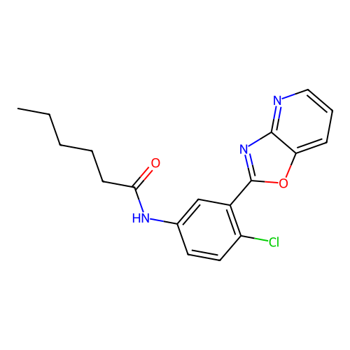 N-[4-chloro-3-([1,3]oxazolo[4,5-b]pyridin-2-yl)phenyl]hexanamide structure