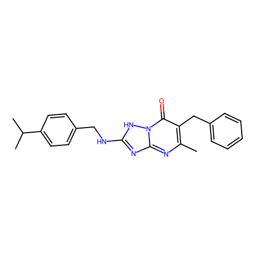 6-benzyl-5-methyl-2-{[4-(propan-2-yl)benzyl]amino}[1,2,4]triazolo[1,5-a]pyrimidin-7(4H)-one structure