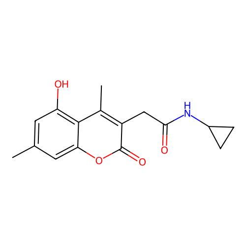 N-cyclopropyl-2-(5-hydroxy-4,7-dimethyl-2-oxo-2H-chromen-3-yl)acetamide structure