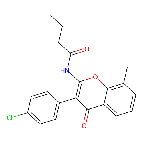 N-(3-(4-chlorophenyl)-8-methyl-4-oxo-4H-chromen-2-yl)butyramide structure