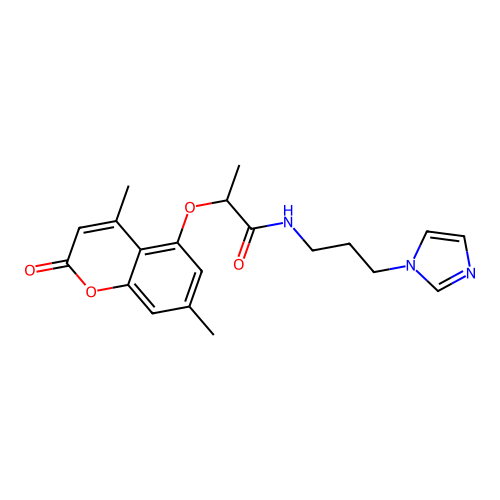 2-[(4,7-dimethyl-2-oxo-2H-chromen-5-yl)oxy]-N-[3-(1H-imidazol-1-yl)propyl]propanamide structure