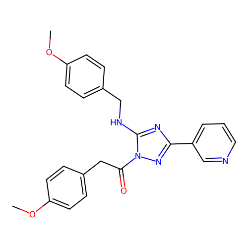 1-(5-((4-methoxybenzyl)amino)-3-(pyridin-3-yl)-1H-1,2,4-triazol-1-yl)-2-(4-methoxyphenyl)ethanone structure