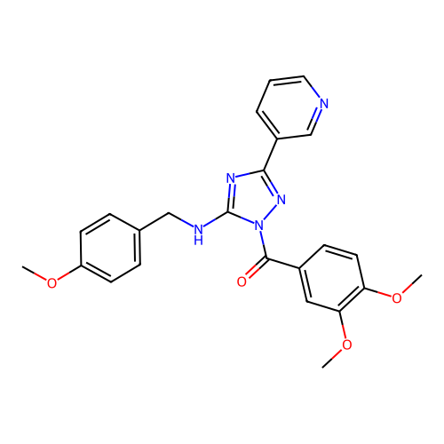 (3,4-dimethoxyphenyl)(5-((4-methoxybenzyl)amino)-3-(pyridin-3-yl)-1H-1,2,4-triazol-1-yl)methanone structure