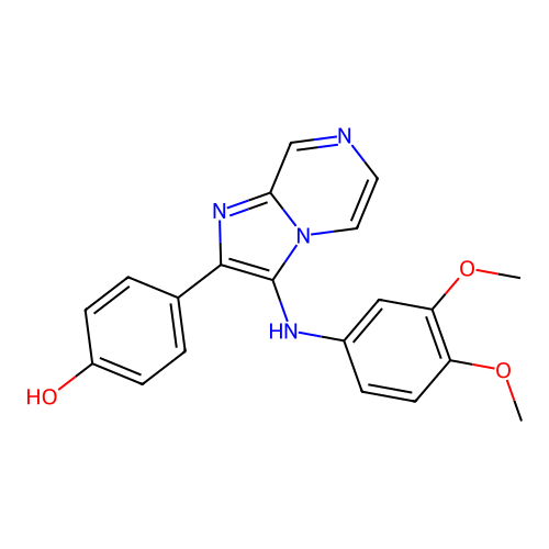 4-{3-[(3,4-Dimethoxyphenyl)amino]imidazo[1,2-a]pyrazin-2-yl}phenol structure