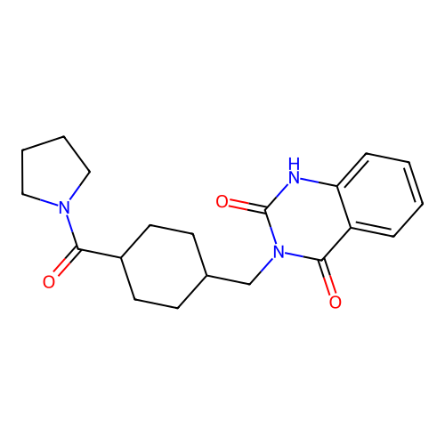 2-hydroxy-3-{[4-(pyrrolidin-1-ylcarbonyl)cyclohexyl]methyl}quinazolin-4(3H)-one structure