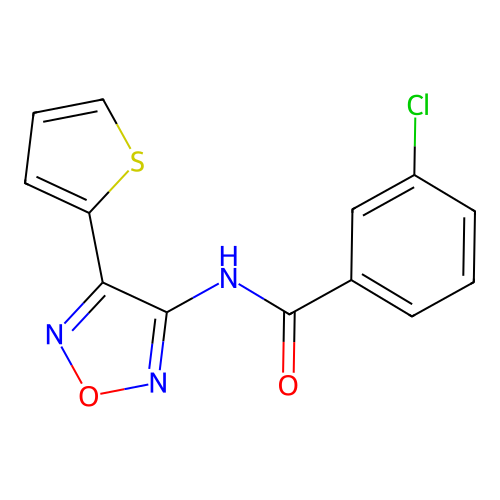 3-chloro-N-[4-(thiophen-2-yl)-1,2,5-oxadiazol-3-yl]benzamide structure