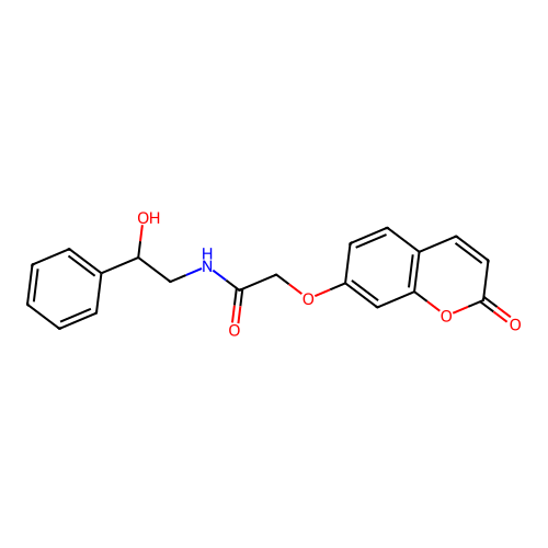 N-(2-hydroxy-2-phenylethyl)-2-((2-oxo-2H-chromen-7-yl)oxy)acetamide structure