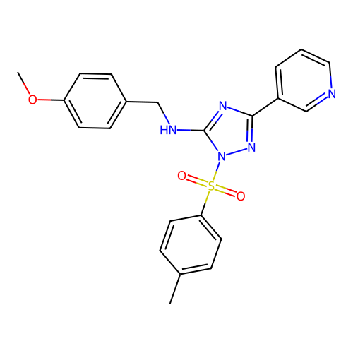 N-(4-methoxybenzyl)-3-(pyridin-3-yl)-1-tosyl-1H-1,2,4-triazol-5-amine structure