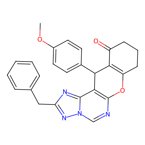 2-benzyl-12-(4-methoxyphenyl)-8,9,10,12-tetrahydro-11H-chromeno[3,2-e][1,2,4]triazolo[1,5-c]pyrimidin-11-one structure