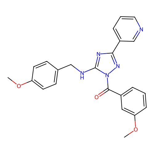 (5-((4-methoxybenzyl)amino)-3-(pyridin-3-yl)-1H-1,2,4-triazol-1-yl)(3-methoxyphenyl)methanone structure
