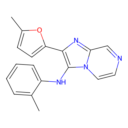 2-(5-methylfuran-2-yl)-N-(2-methylphenyl)imidazo[1,2-a]pyrazin-3-amine structure