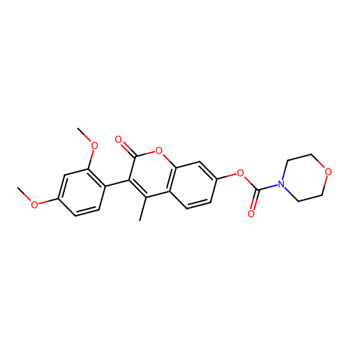 3-(2,4-dimethoxyphenyl)-4-methyl-2-oxo-2H-chromen-7-yl morpholine-4-carboxylate structure