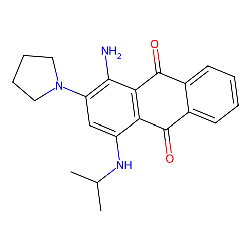 1-Amino-4-(propan-2-ylamino)-2-(pyrrolidin-1-yl)anthracene-9,10-dione structure