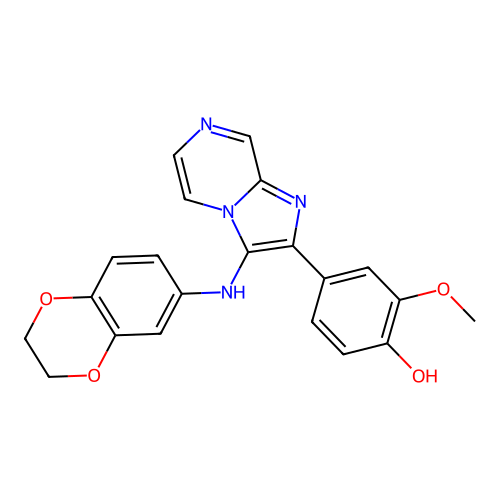 4-[3-(2,3-dihydro-1,4-benzodioxin-6-ylamino)imidazo[1,2-a]pyrazin-2-yl]-2-methoxyphenol structure