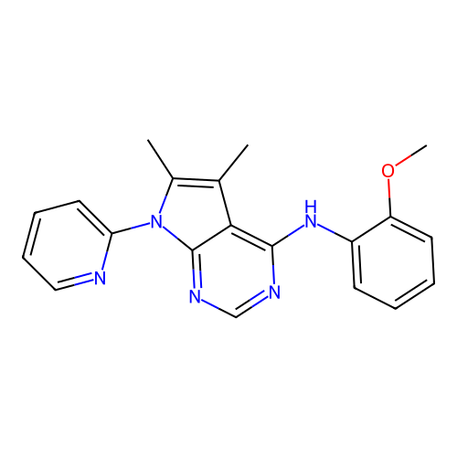 N-(2-methoxyphenyl)-5,6-dimethyl-7-(pyridin-2-yl)-7H-pyrrolo[2,3-d]pyrimidin-4-amine structure