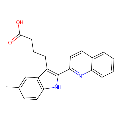 4-(5-Methyl-2-(2-quinolyl)indol-3-yl)butanoic acid structure