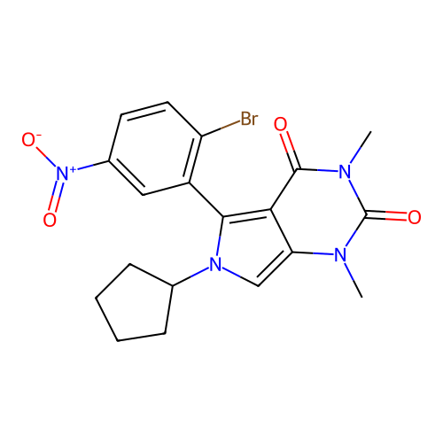 5-(2-bromo-5-nitrophenyl)-6-cyclopentyl-1,3-dimethyl-1H-pyrrolo[3,4-d]pyrimidine-2,4(3H,6H)-dione structure