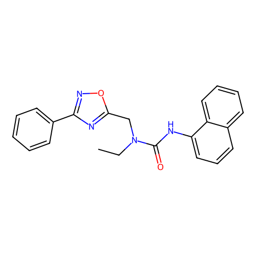 1-Ethyl-3-naphthalen-1-yl-1-[(3-phenyl-1,2,4-oxadiazol-5-yl)methyl]urea structure